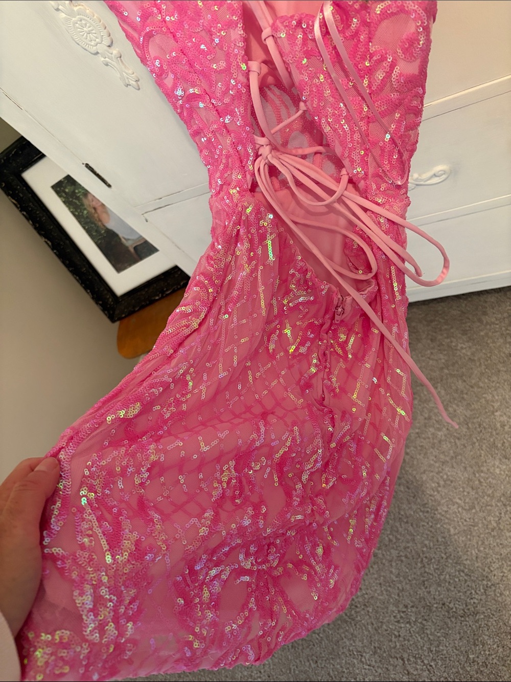 Windsor Leyla Sequin Strappy Back Mini Dress - Picture 3 of 7